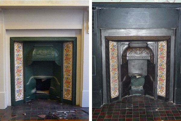 Before and after photos of Fireplace restoration